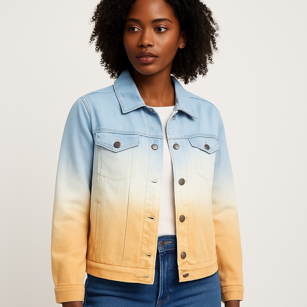 MP|D Ombré Gradient Blue Tan Denim Jacket Medium